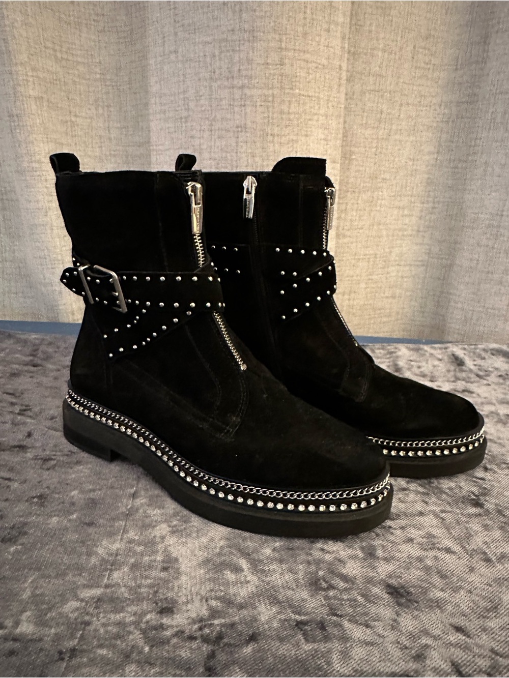 Vince Camuto Black Studded Suede Ankle Boots